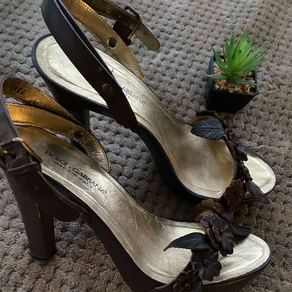 Dolce & Gabanna Dark Leather Sandals